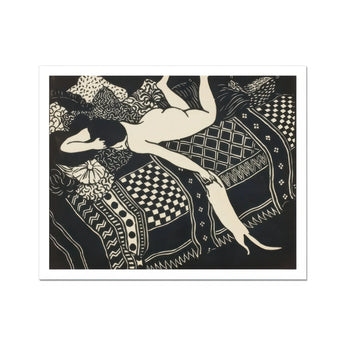Laziness - Félix Edouard Vallotton Woodcut Art Print, Black White Woodcut Print Nude Figure Patterned Bedding