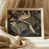 Laziness - Félix Edouard Vallotton Woodcut Art Print / Canvas Framed Black White Artwork Figure Patterned Pillows Decorative Félix Edouard