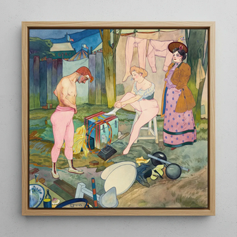 Le Cirque Corvi - Georges De Feure Art Nouveau Framed Canvas, 12x12’’ / 31x31cm / Natural Floating Frame, Framed Watercolor Painting Circus