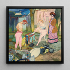 Le Cirque Corvi - Georges De Feure Art Nouveau Framed Canvas, Painting Scene Three Women Outdoor Objects Scattered