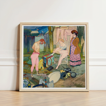 Framed Art Print Vintage-style Scene Three Figures Outdoor Cirque Corvi, Belle époque Circus, Georges De Feure Nouveau