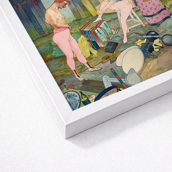White Framed Art Print Vintage-style Illustration Figures Outdoor Cirque Corvi, Belle époque Circus, Georges De Feure Nouveau
