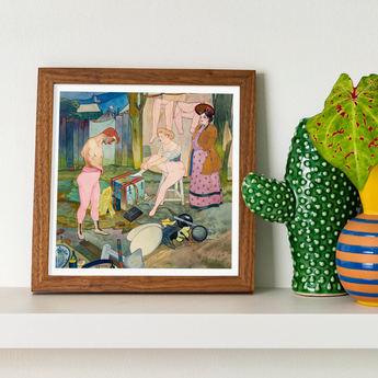 Le Cirque Corvi - Georges De Feure Art Nouveau Print, Framed Painting Colorful Domestic Scene Figures Interior