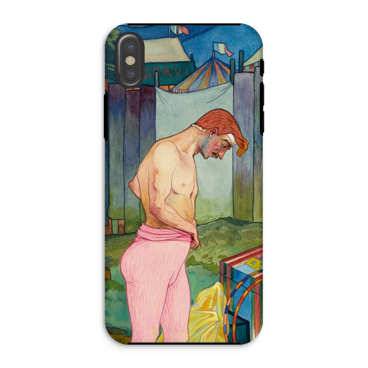 Le Cirque Corvi Georges De Feure Iphone Case, Xs / Matte, Phone Case Painting Shirtless Man Red Hair Pink