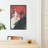 Le Jour et La Nuit George Barbier 1920s Art Framed Canvas, Framed Vintage Style Art Print Two Women Black White