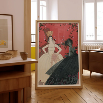 Le Jour et La Nuit - George Barbier 1920s Art Print / Canvas Framed Vintage Art Print Two Women White Black George Barbier’s Le Jour,
