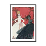 Le Jour et La Nuit - George Barbier 1920s Art Print, Art Print Two Women White Black Ballgowns Coral-colored