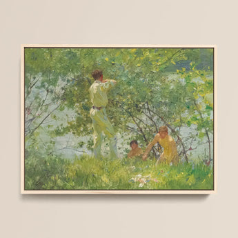 Leafy June - Henry Scott Tuke Art Print / Canvas, 16x12’’ / 41x31cm / Natural Frame, Posters Prints & Visual Artwork, Toby Leon