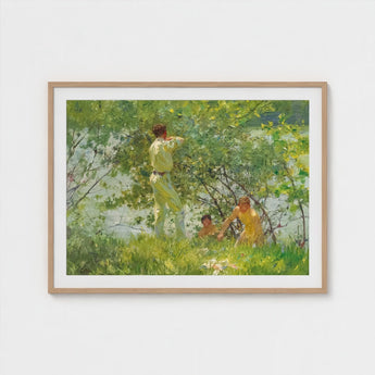 Leafy June - Henry Scott Tuke Art Print / Canvas, Dappling Riverbank Grasses Prints