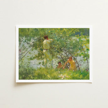 Leafy June - Henry Scott Tuke Art Print / Canvas, Dappling Riverbank Grasses Prints