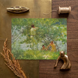 Leafy June - Henry Scott Tuke Art Print / Canvas Rectangular Art Print Sunlit Outdoor Scene Figures Green Henry Scott, Leafy June, Dappling