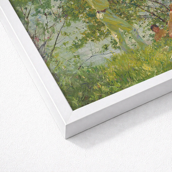 White Framed Art Print Impressionistic Painting Lush Green Henry Scott, Leafy June, Dappling Riverbank Grasses