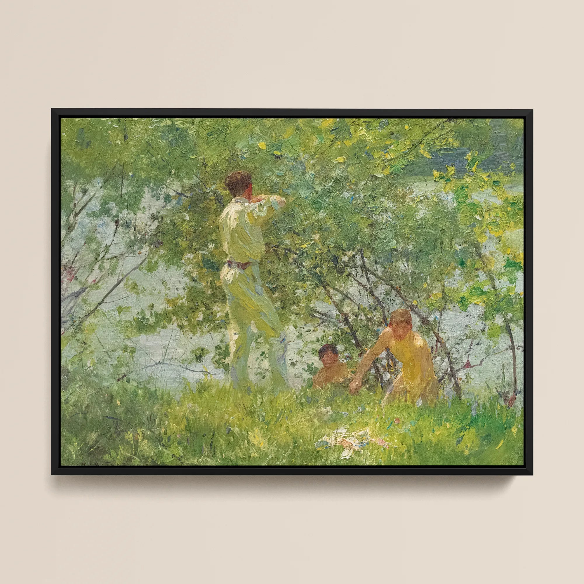 Leafy June Henry Scott Tuke Framed Canvas, Framed Landscape Painting Men Nature