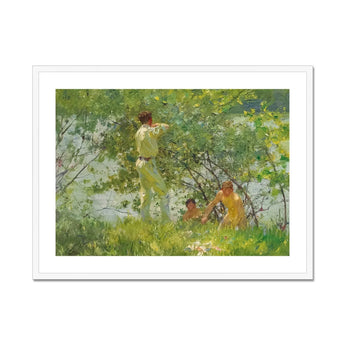 Leafy June - Henry Scott Tuke Art Print, Framed Landscape Painting People Lush Green Water