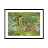 Leafy June - Henry Scott Tuke Art Print, Impressionistic Painting Three Figures Body Water Amidst Lush