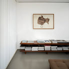 Leather Saddle Bertha Semple Equestrian Art Print, Wooden Bench Stacked Books Magazines Arranged Two Levels
