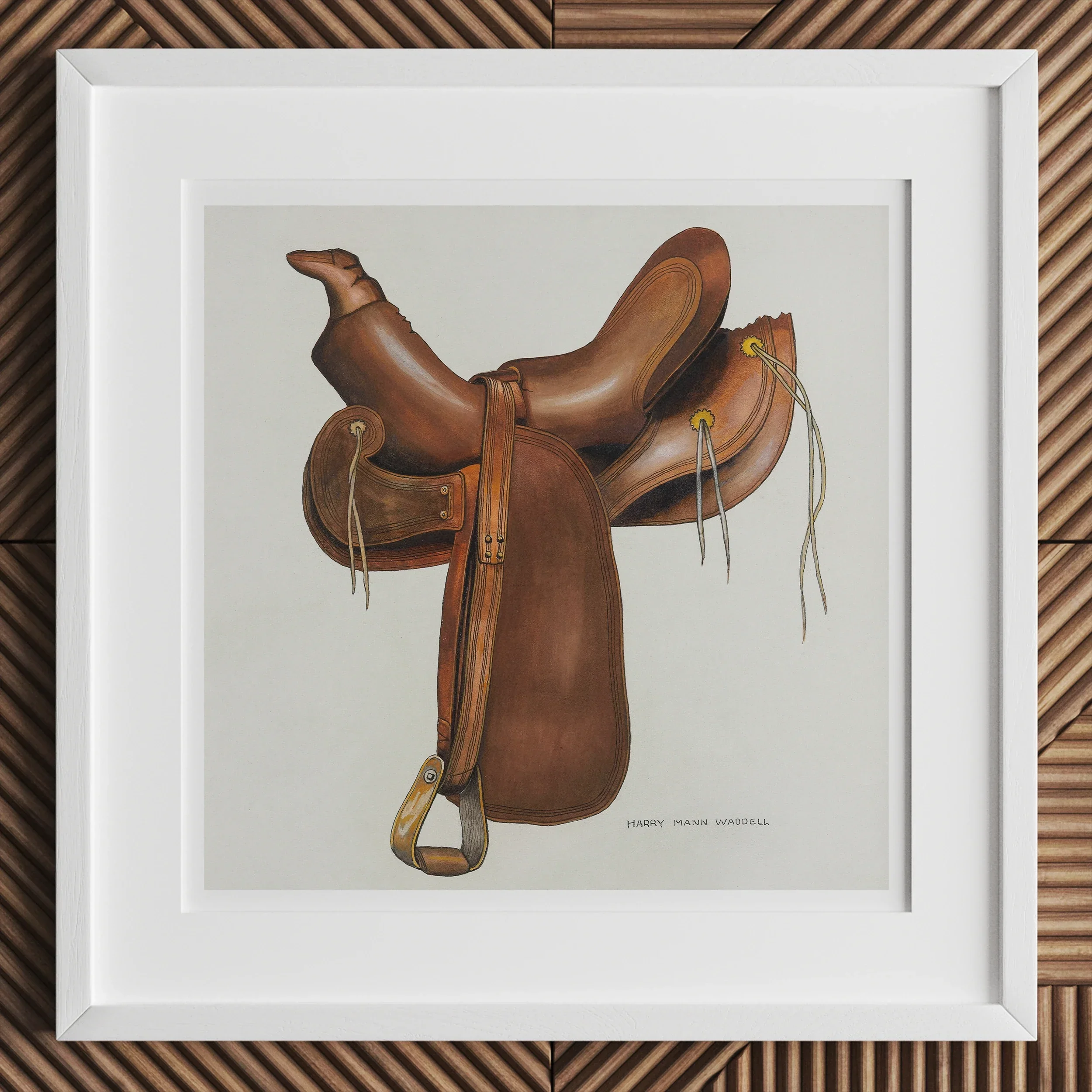 Leather Saddle - Harry Mann Waddell Equestrian Art Print