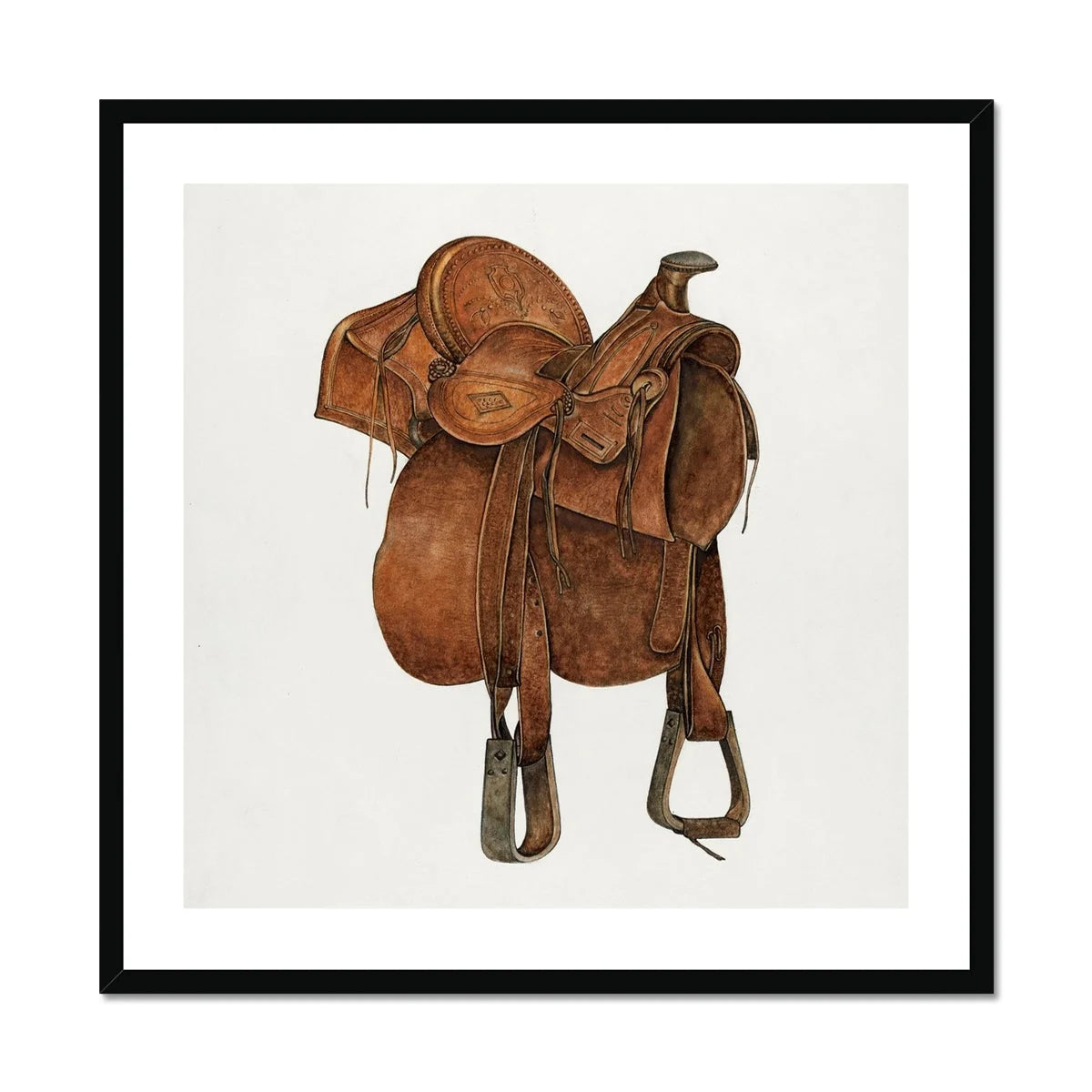 Leather Saddle - Harry Mann Waddell Equestrian Art Print