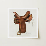 Leather Saddle - Harry Mann Waddell Equestrian Art Print / Canvas Brown Western Brass Hardware Stitched, Prints