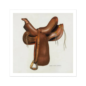 Leather Saddle - Harry Mann Waddell Equestrian Art Print / Canvas Brown Horse Stirrups Decorative, Prints