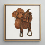 Leather Saddle - William Mcauley 1930s Equestrian Art Print / Canvas Detailed Watercolor Painting Classic Brown Western, Prints