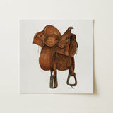 Leather Saddle - William Mcauley 1930s Equestrian Art Print / Canvas, 12x12’’ / 31x31cm / Unframed / no Border, Posters Prints & Visual