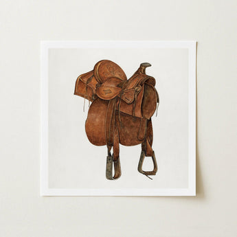 Leather Saddle - William Mcauley 1930s Equestrian Art Print / Canvas Brown Western Detailed Metal Hardware, Prints