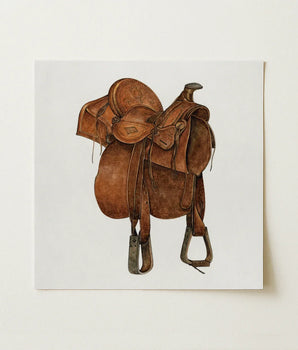 Brown Leather Western Saddle Intricate Tooling Metal Hardware William Mcauley 1930s, Equestrian, Art