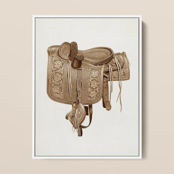 Leather Side Saddle - Frank C. Barks Equestrian Art Print / Canvas, 12x16’’ / 31x41cm / White Frame, Posters Prints & Visual Artwork, Toby