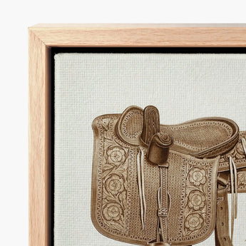 Leather Side Saddle - Frank C. Barks Equestrian Art Print / Canvas Detailed Sepia-toned Illustration Ornate Western Intricate Floral,