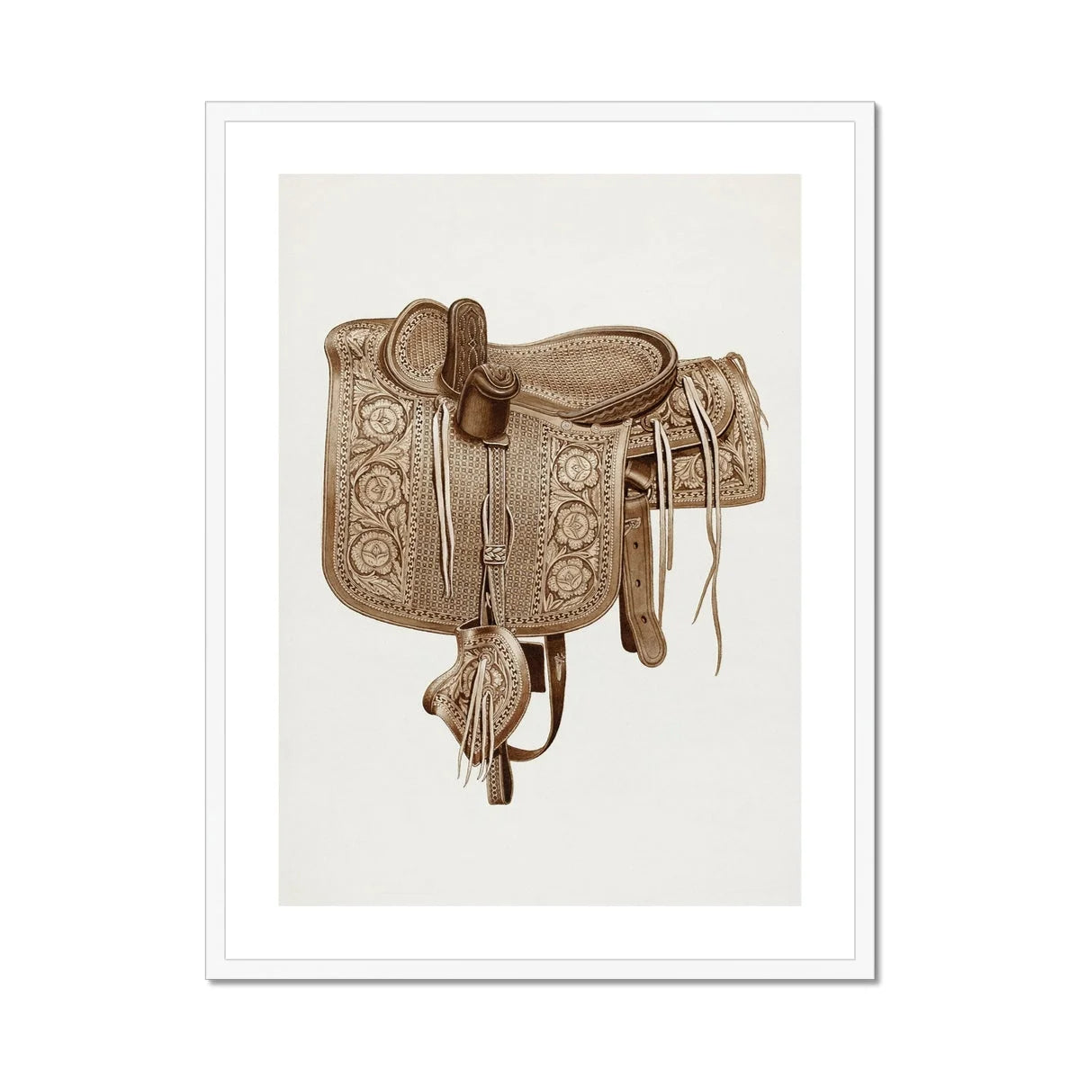 Leather Side Saddle - Frank C. Barks Equestrian Art Print