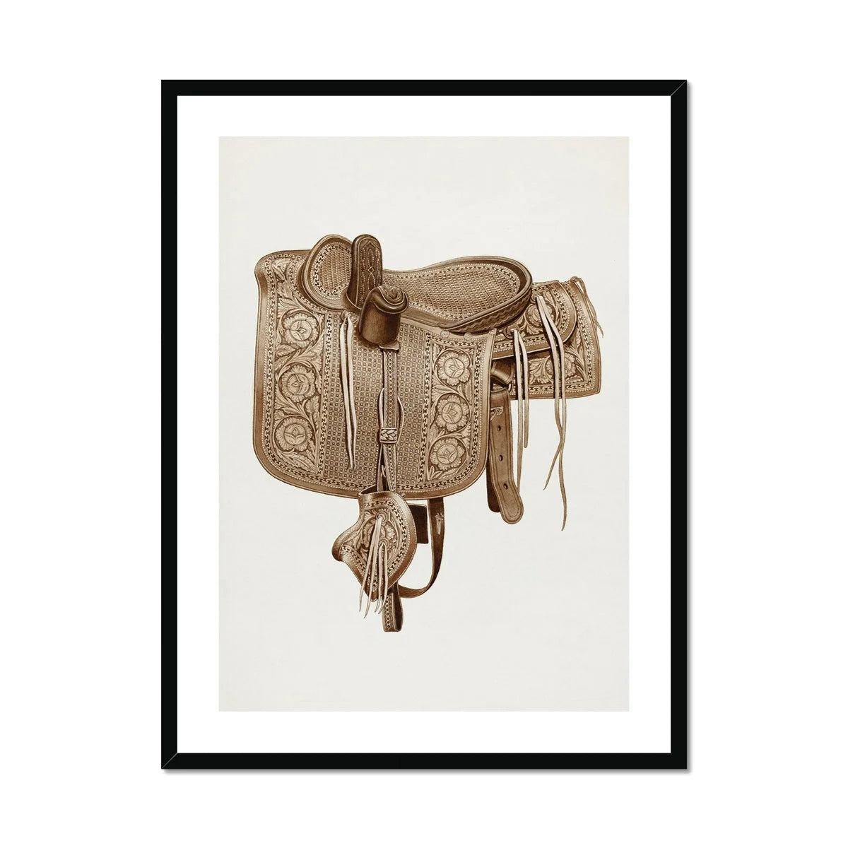 Leather Side Saddle - Frank C. Barks Equestrian Art Print