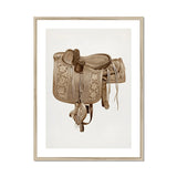 Leather Side Saddle - Frank C. Barks Equestrian Art Print, Ornate Leather Horse Saddle Decorative Tooled Patterns Traditional