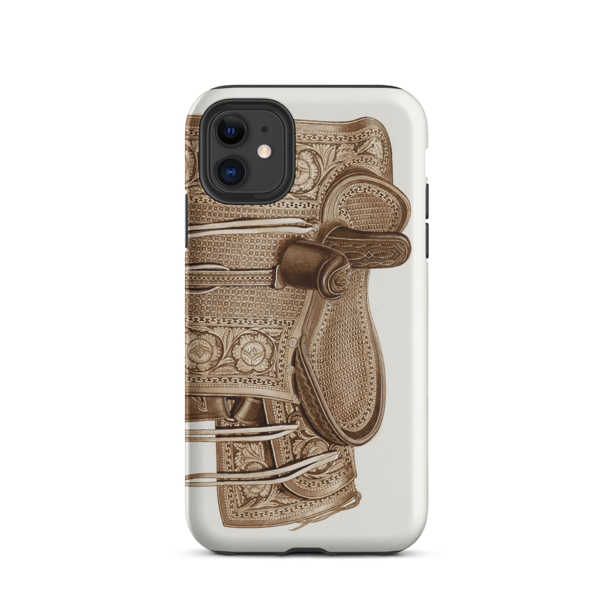 Leather Side Saddle Frank C. Barks Equestrian Iphone Case, 11 / Matte, Ornate Saddle Themed Phone Case
