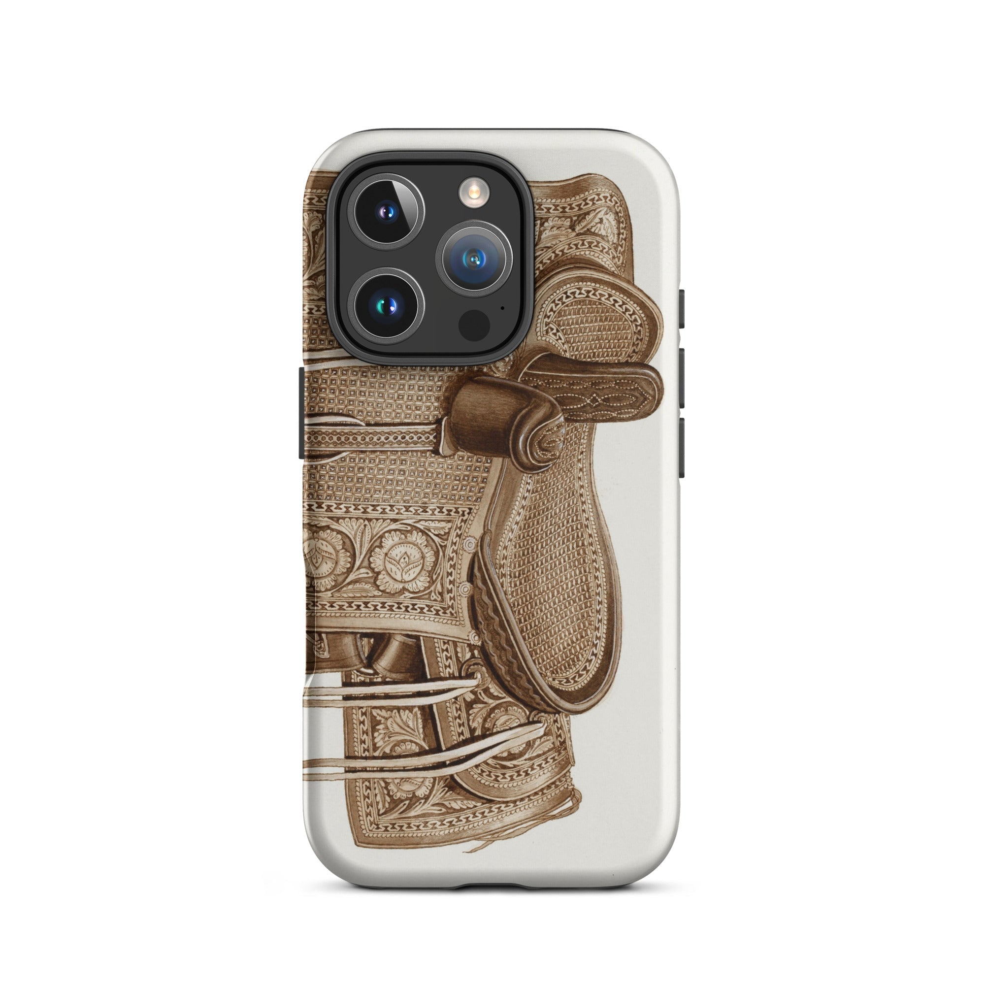 Leather Side Saddle Frank C. Barks Equestrian Iphone Case, 16 Pro / Matte, Ornate Phone Case