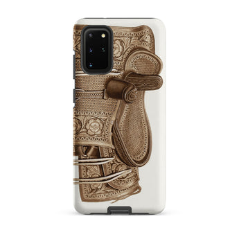 Leather Side Saddle - Frank C. Barks Equestrian Phone Case Samsung Galaxy S20 Plus / Matte White Phone Case Intricately Engraved Brown