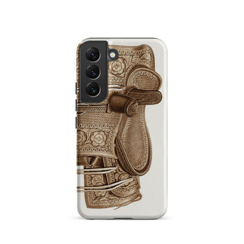 Leather Side Saddle - Frank C. Barks Equestrian Phone Case Samsung Galaxy S22 / Matte Detailed Sepia-toned Illustration Ornate Leather