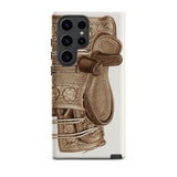 Leather Side Saddle - Frank C. Barks Equestrian Phone Case Samsung Galaxy S23 Ultra / Matte Detailed Sepia-toned Illustration Ornate