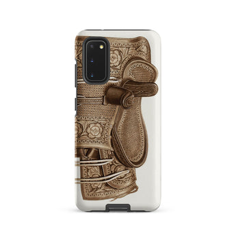 Leather Side Saddle - Frank C. Barks Samsung Case, Galaxy S20 / Matte, White Smartphone Case Brown Embossed Leather Design