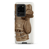 Leather Side Saddle - Frank C. Barks Samsung Case, Galaxy S20 Ultra / Matte, White Phone Case Samsung S20 Ultra Brown Embossed
