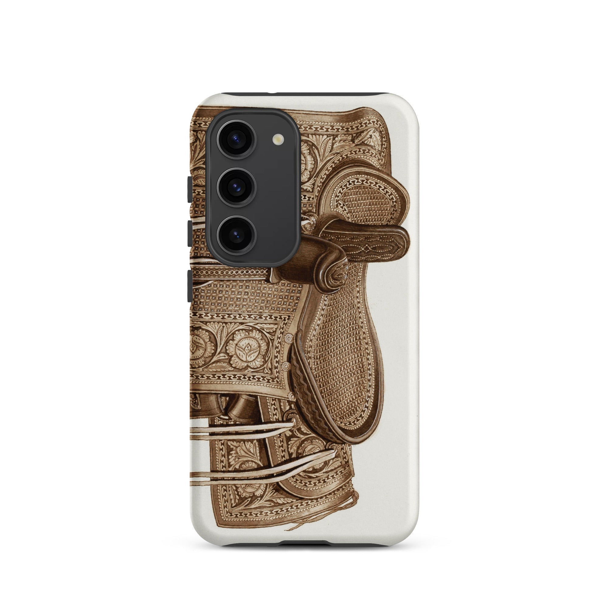Leather Side Saddle - Frank C. Barks Samsung Case, Galaxy S23 / Matte, Smartphone Case Decorative Embossed Leather Design