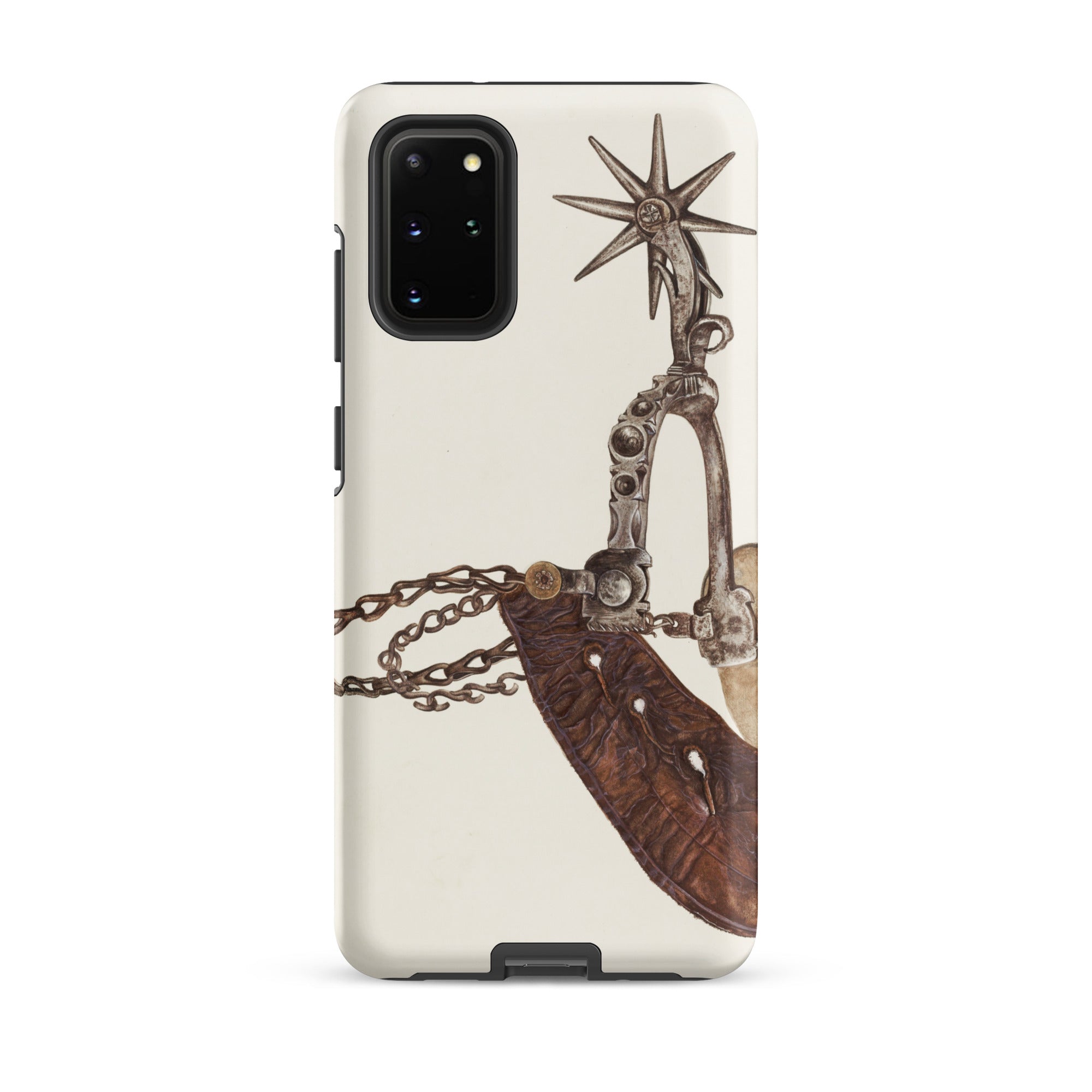 Leather Spur - Vera Van Voris 1930s Art Samsung Case, Galaxy S20 Plus / Matte, Smartphone Case Detailed Graphic Antique Metal Spur Spiked