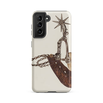 Leather Spur - Vera Van Voris 1930s Art Samsung Case, Galaxy S21 Fe / Matte, Phone Case Antique Cowboy Spur Leather Strap Chains