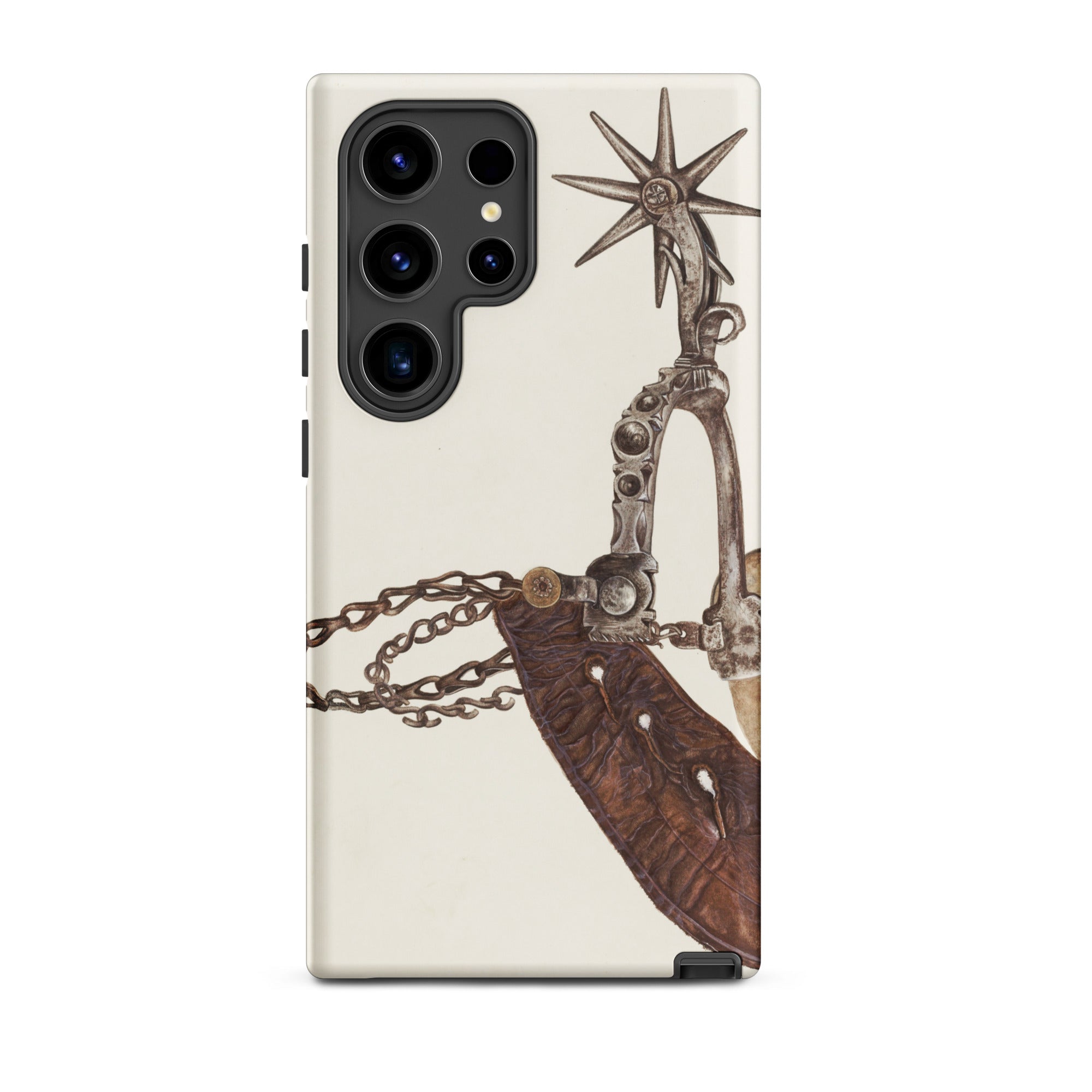 Leather Spur - Vera Van Voris 1930s Art Samsung Case, Galaxy S24 Ultra / Matte, Smartphone Case Western Spur Bit Design