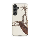 Leather Spur - Vera Van Voris 1930s Art Samsung Case, Galaxy S25 Plus / Matte, White Phone Case Western-themed Spur Leather Design