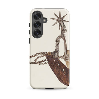 Leather Spur - Vera Van Voris 1930s Art Samsung Case, Galaxy S25 Plus / Matte, White Phone Case Western-themed Spur Leather Design