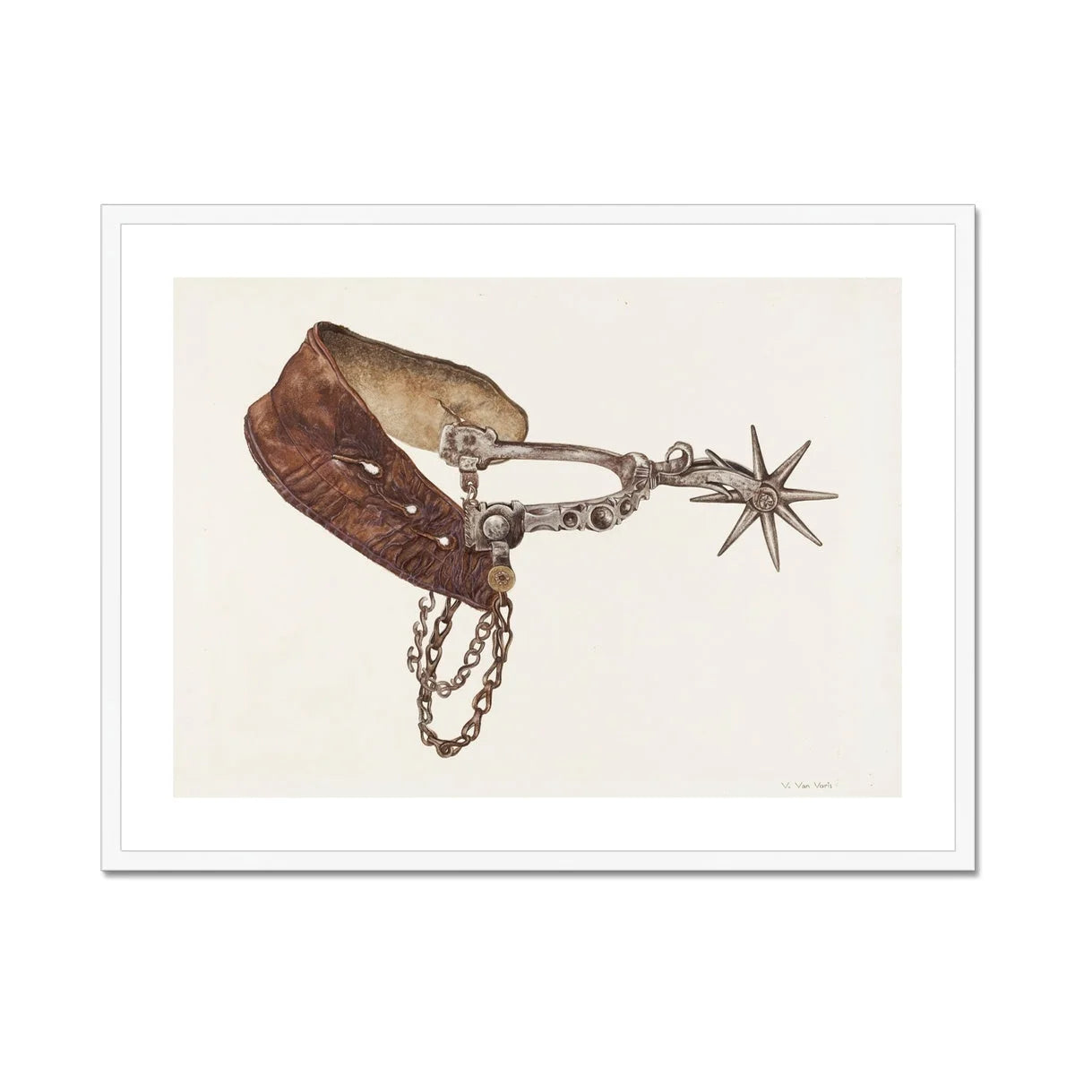 Leather Spur - Vera Van Voris 1930s Farmhouse Art Print