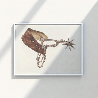 Detailed Illustration Brown Leather Horse Spur Metallic Star-shaped Vera Van Voris, 1930s, Farmhouse
