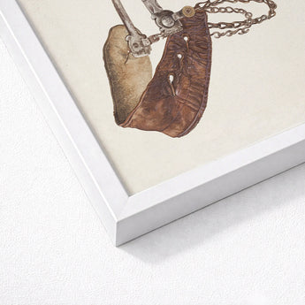 Leather Spur - Vera Van Voris 1930s Farmhouse Art Print / Canvas Framed Illustration Brown Horsebit Metallic Hardware Chain, Prints