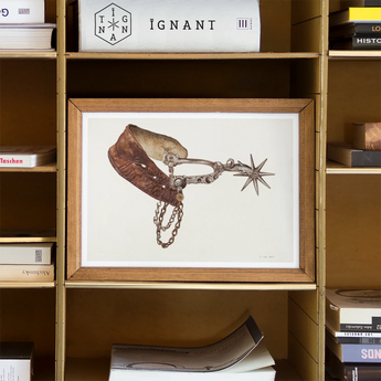 Leather Spur - Vera Van Voris 1930s Farmhouse Art Print, Framed Artwork Vintage Leather Spur Chain Star-shaped Rowel